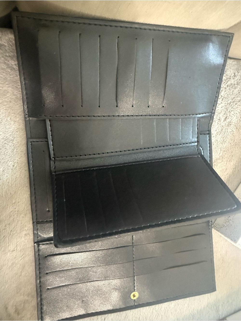 Textured Leather Wallet with Gold CD Emblem - Picture 4 of 5